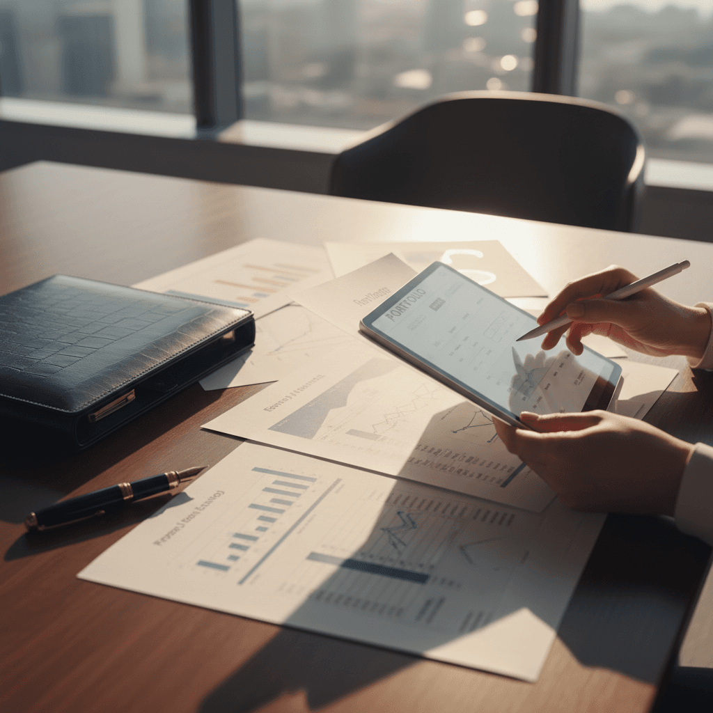 Financial advisor reviewing investment portfolio documents